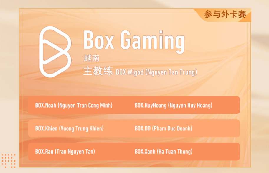 王者荣耀Box Gaming战队成员一览