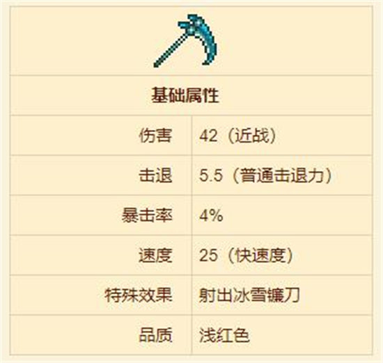 《泰拉瑞亚》冰雪镰刀武器介绍