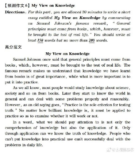 2017年6月英语六级作文题目预测考卷