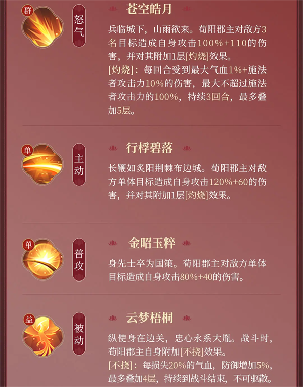 浮生忆玲珑荀阳郡主技能是什么浮生忆玲珑荀阳郡主技能介绍