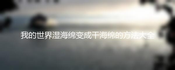 我的世界湿海绵变成干海绵的方法大全