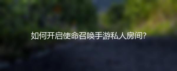 如何开启使命召唤手游私人房间